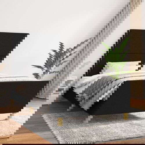 The Living Store Posteljni okvir z vzglavjem črn 80x200 cm blago - Posteljni Okvir Z Vzglavjem, (21530397) Cene