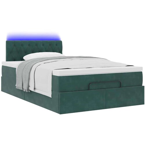 VidaXL Otomanski krevet s madracem&amp;amp;amp LED tamnozeleni 120x200cm bar&amp;scaron;un Slike