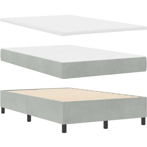 VidaXL Box Spring Krevet s Madracem &amp;amp; LED Svjetlom Svjetlosiva 120x200 cm Bar&amp;scaron;un Slike