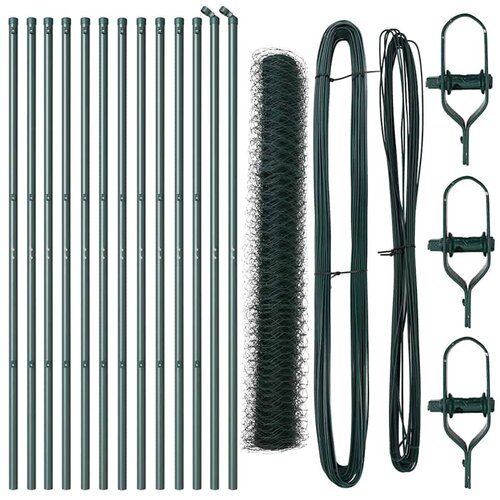 vidaXL Ogrodje s stebri Zelena 1.2 x 25 m Jeklo s PVC premazom, (5000096315) Cene