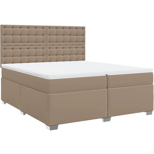 vidaXL Box spring postelja z vzmetnico kapučino 200x200 cm um. usnje, (21305367) Cene