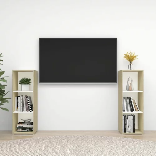 vidaXL TV omarica 2 kosa bela in sonoma hrast 107x35x37 cm iverna pl., (20913501)