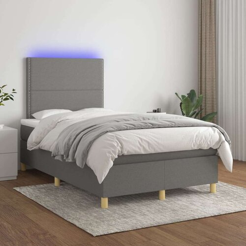  Box spring s madracem LED tamnosivi 120 x 200 cm tkanina Slike