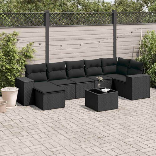  8-dijelni set vrtnih sofa od poliratana s jastucima crni Cijene