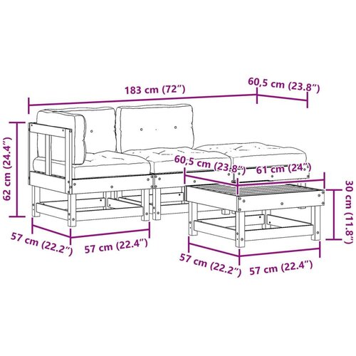  Set lounge namje&amp;scaron;taja za vrt 4 pcs Vo&amp;scaron;tanosmeđa Slike