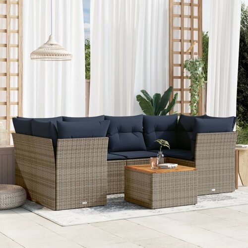 vidaXL 7-dijelni set vrtnih sofa od poliratana s jastucima sivi Cene