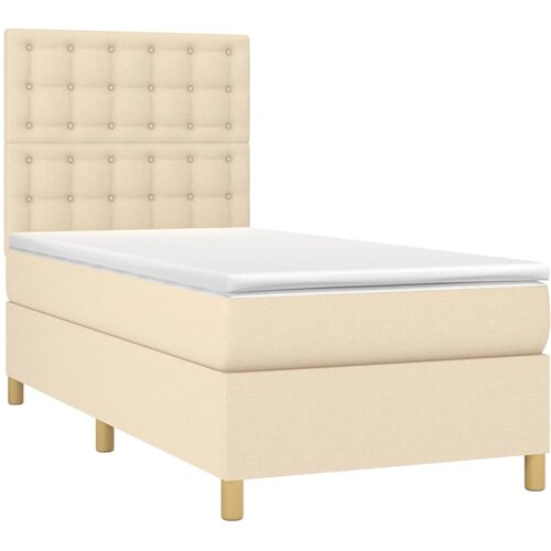  Krevet s oprugama i madracem krem 100 x 200 cm od tkanine Slike