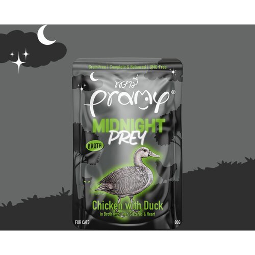 Pramy Cat Midnight Prey piletina s patkom u juhi 60 g Slike