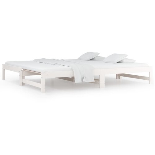  Dnevni ležaj na izvlačenje bijeli 2x(80x200)cm masivna borovina Slike