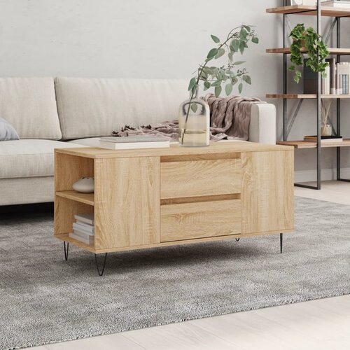 VidaXL Klubska mizica sonoma hrast 102x44,5x50 cm inženirski les Slike