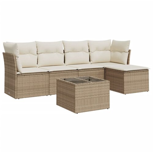  6-dijelni set vrtnih sofa s jastucima bež od poliratana 55 x 55 x 37 cm Slike