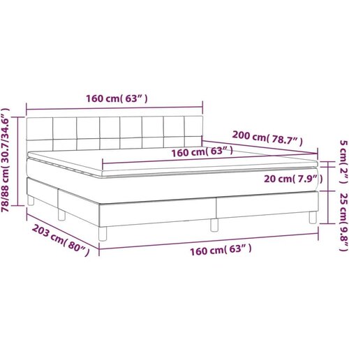 S oprugama i madracem crni 160x200 cm od tkanine Slike