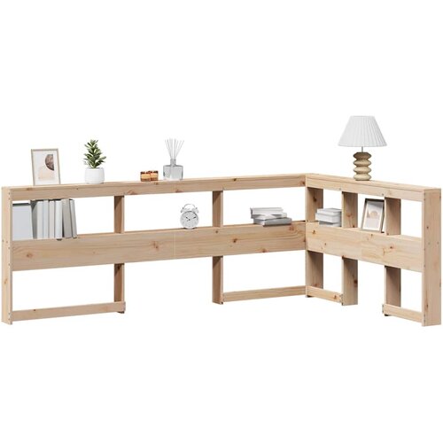 VidaXL Knjižnica vzglavje L-oblike 120 cm trdna borovina Slike