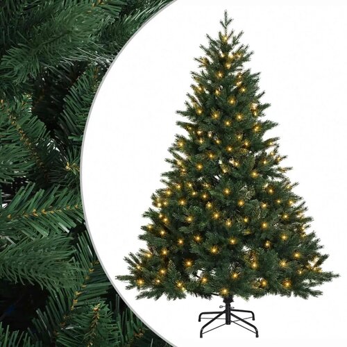  Umjetno božićno drvce s nogom 180 cm 300 LED lampica - Zelena 180 cm s LED svjetlima Slike