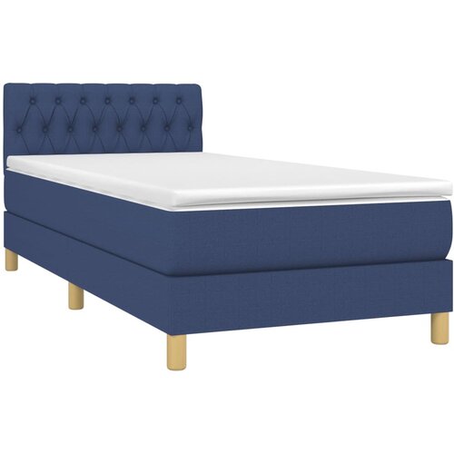  Krevet s oprugama i madracem plavi 90 x 200 cm od tkanine Slike