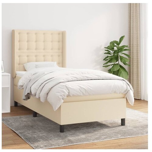 VidaXL Okvir kreveta s oprugama i madrac krem 80x200 cm od tkanine Slike
