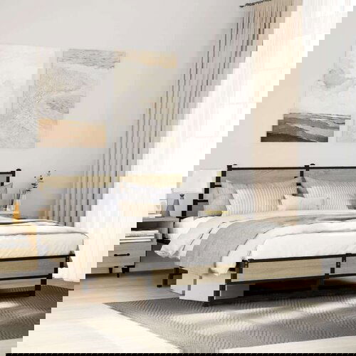 Metalni okvir kreveta bez madraca boja hrasta sonome 135x190 cm Slike