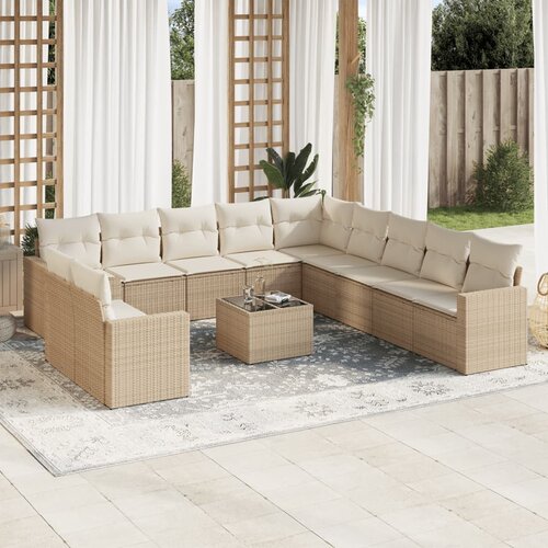 vidaXL 12-dijelni set vrtnih sofa od poliratana s jastucima bež Cijene