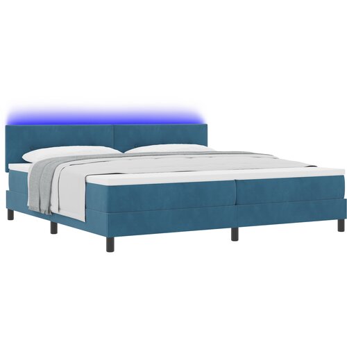 vidaXL Postelja s pomičnim okvirjem in vzmetnico z LED temno modra 200x200 cm žamet, (22050096) Cene