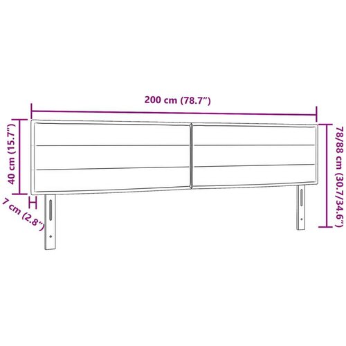 VidaXL naslon za glavu set od 2 tamnosiva drvo i tkanina 200 x 7 x 78 cm Slike