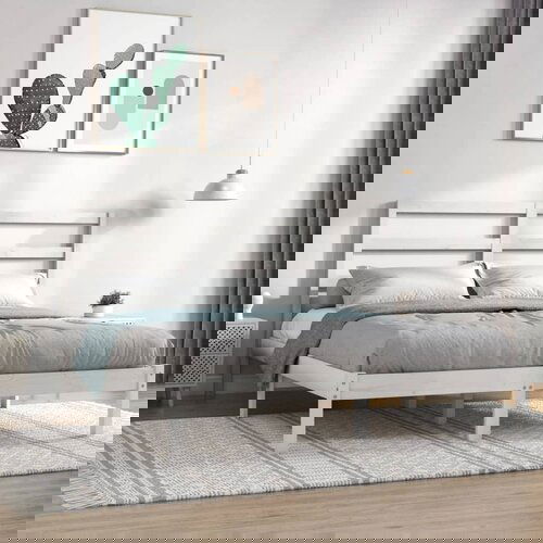 The Living Store Posteljni okvir bel iz trdne borovine 160x200 cm - Posteljni Okvir, (21525877) Slike