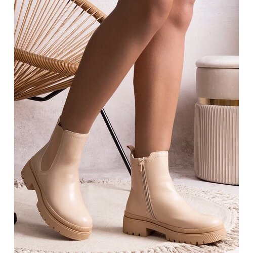 Gemre Beige insulated classic slip-on ankle boots Edina Cene