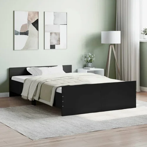 vidaXL Okvir kreveta s uzglavljem i podnožjem crni 120 x 200 cm