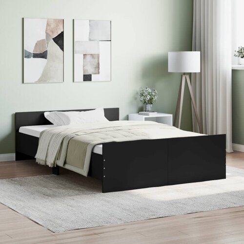 vidaXL Posteljni okvir z vzglavjem in vznožjem črn 120x200 cm Cene