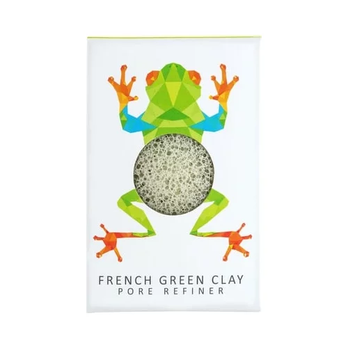 The Konjac Sponge Company rainforest frog mini face puff z zeleno francosko glino