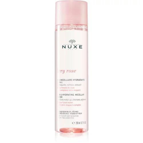 Nuxe very rose 3-In-1 hydrating hidratantna i pročišćavajuća micelarna voda za uklanjanje šminke 200 ml za žene