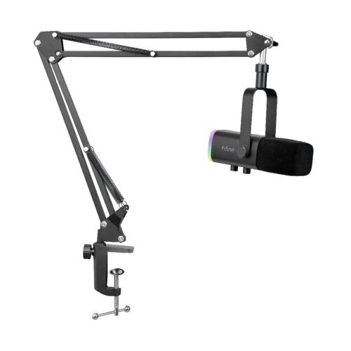 Fifine AM8T rgb streaming microphone with adjustable boom arm - black Cene
