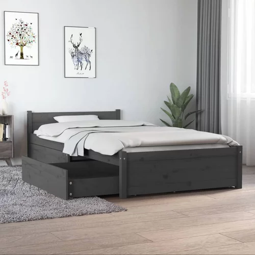 vidaXL posteljni okvir s predali siv 90x190 cm 3FT