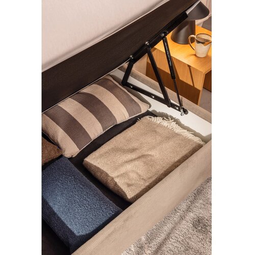 Bonami Selection Sivi tapecirani krevet s prostorom za odlaganje s madracem 120x200 cm Avela &amp;ndash; Slike