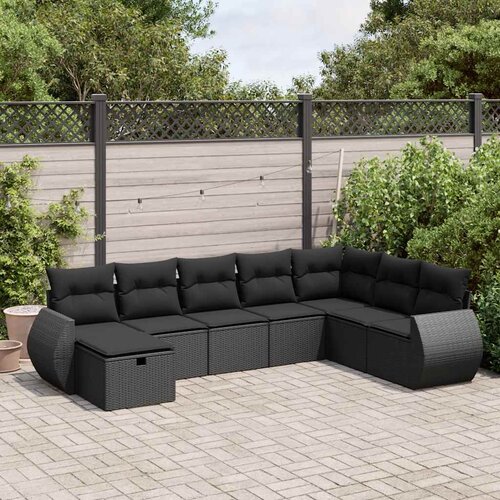 vidaXL 8-dijelni set vrtnih sofa od poliratana s jastucima crni Cijene