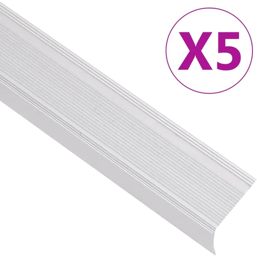 vidaXL Rubnjaci za stepenice L-oblika 5 kom aluminijski 134 cm srebrni