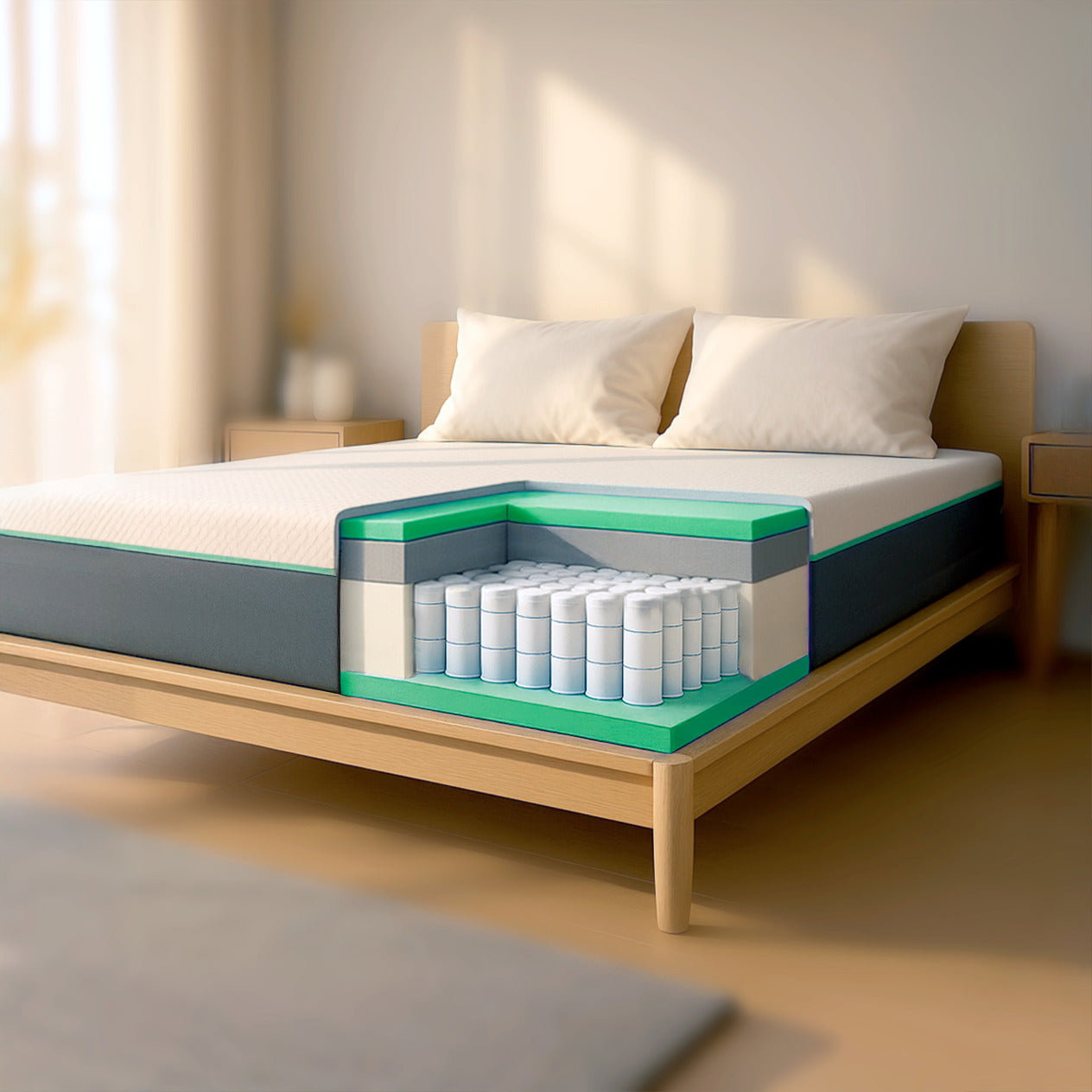 The White Stone Vzmetnica 140x190 iz Memory Foam in Žepkastih Vzmeti | Vi&scaron;ina 25 cm | Tehnologija Breeze, (5000162409) Cene