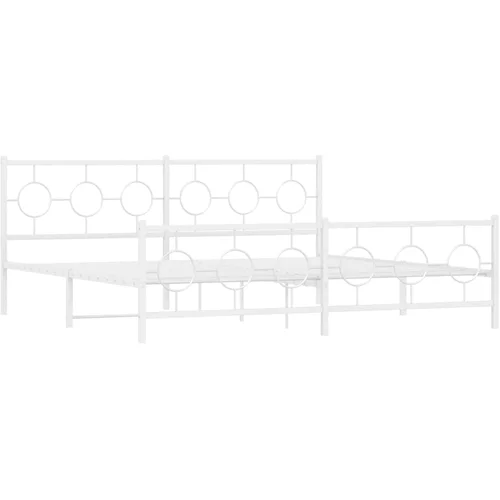 vidaXL Kovinski posteljni okvir z vzglavjem in vznožjem bel 193x203 cm, (21055804)