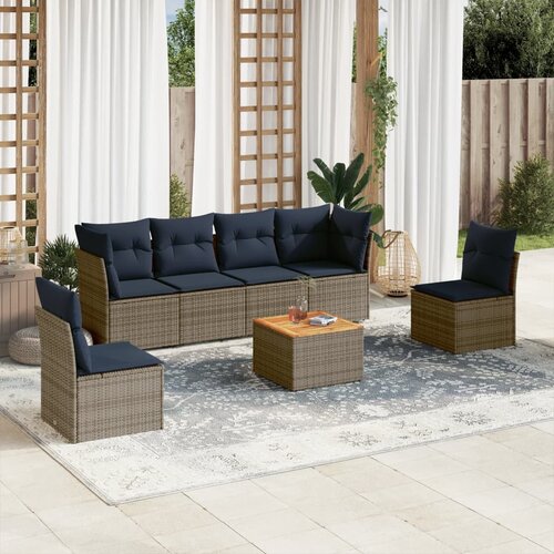 vidaXL 7-dijelni set vrtnih sofa od poliratana s jastucima sivi Cene