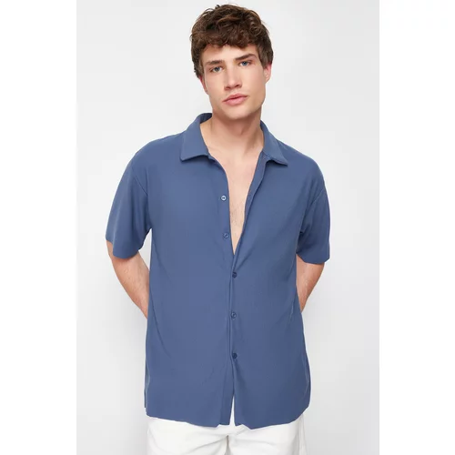 Trendyol Indigo Men's Regular Fit Casual Comfortable Knitted Shirt