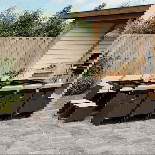 vidaXL 13-dijelni vrtni blagovaonski set s jastucima poliratan smeđi Cijene