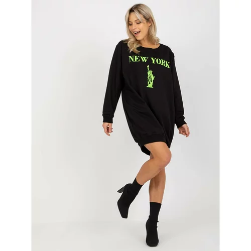 Fashion Hunters Black and green oversize long sweatshirt