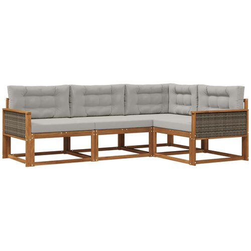 vidaXL Zunanja garnitura za sedenje 4 pcs Naravna in svetlo siva, (5000282358) Cene