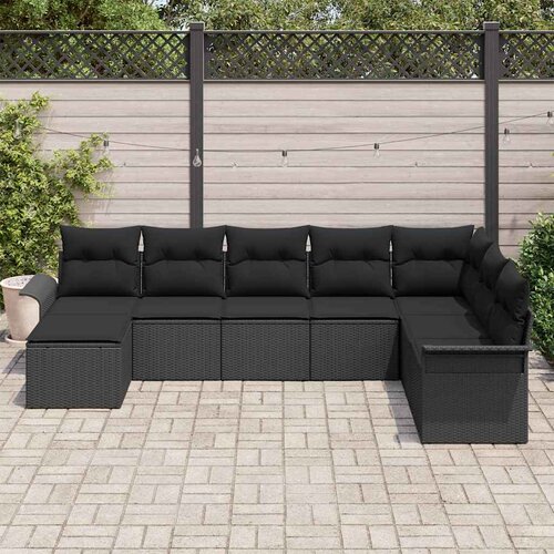  Sjedeća garnitura za vrt 8 kom. Crna Poli ratan 297,5 x 187,5 x 85 cm Slike