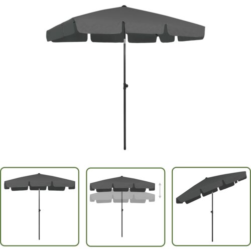  The Living Store Senčnik za na plažo antraciten 200x125 cm - Senčnik Za Na Plažo, (21743134) Slike