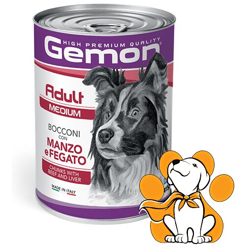 Gemon adult Medium Chunks with Beef and Liver 415g, Vlažna Hrana za Srednje Rase Cene