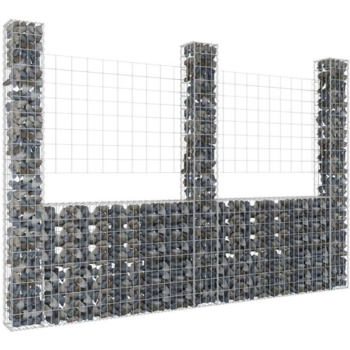 vidaXL Gabionska ko&scaron;ara U-oblika s 3 stupa 260 x 20 x 200 cm željezna Cijene