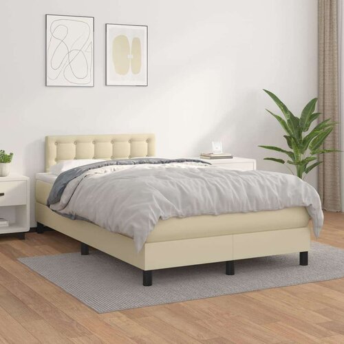  Boxspring - Krevet s oprugama i madracem krem 120x200 cm od umjetne kože - Krema 120 x 200 cm gumbi Cijene
