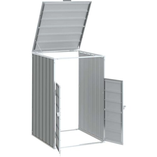 VidaXL Spremi&amp;scaron;te za jednu kantu za otpad siva 72x81x115 cm čelično Slike