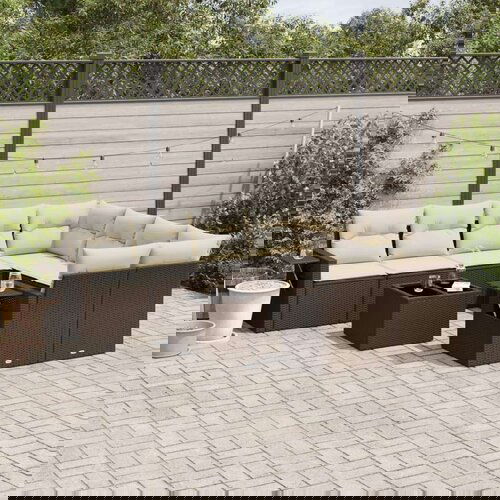  9-dijelni set vrtnih sofa s jastucima poliratan smeđi Cijene