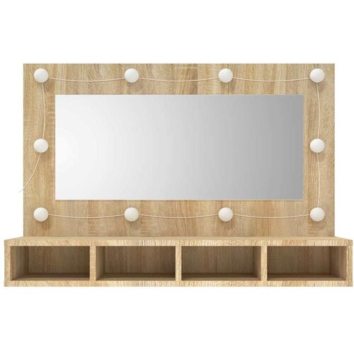  s ogledalom LED boja hrasta sonome 90 x 31,5 x 62 cm Slike